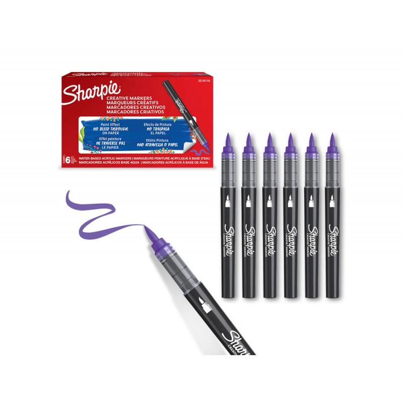 Marqueur sharpie creatif pointe pinceau trait min 1,2mm encre acrylique coloris lilas