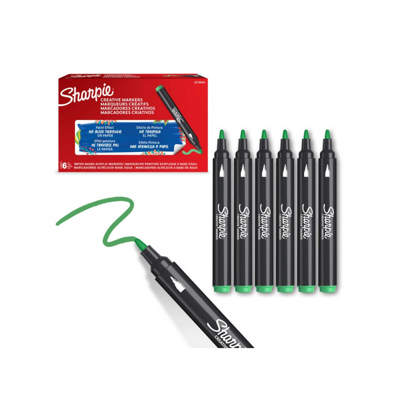 Marqueur sharpie creatif pointe ogive trait 2,5mm encre acrylique coloris vert