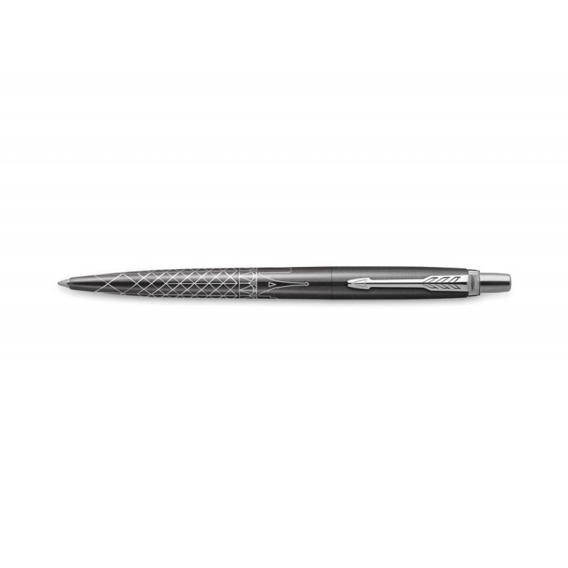 Stylo-bille parker jotter world paris retractable clip corps gris metallise pointe moyenne encre bleue coffret
