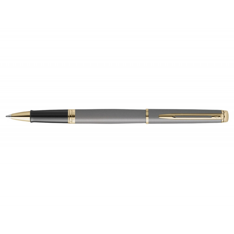 Roller waterman hemisphere metallic capuchon clip pointe fine encre noire coloris gris pierre coffret cadeau