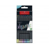 Crayon couleur faber castell black edition corps triangulaire mine tendre tons metalliques pochette 12