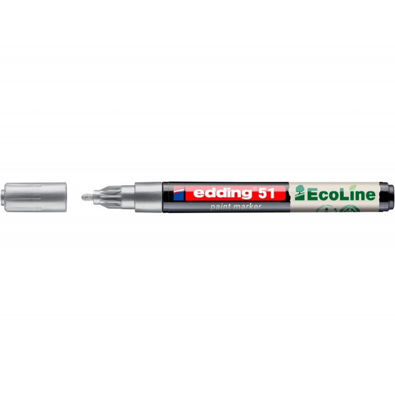 Marqueur edding 51 ecoline peinture base eau pointe ogive 1/2mm coloris argent