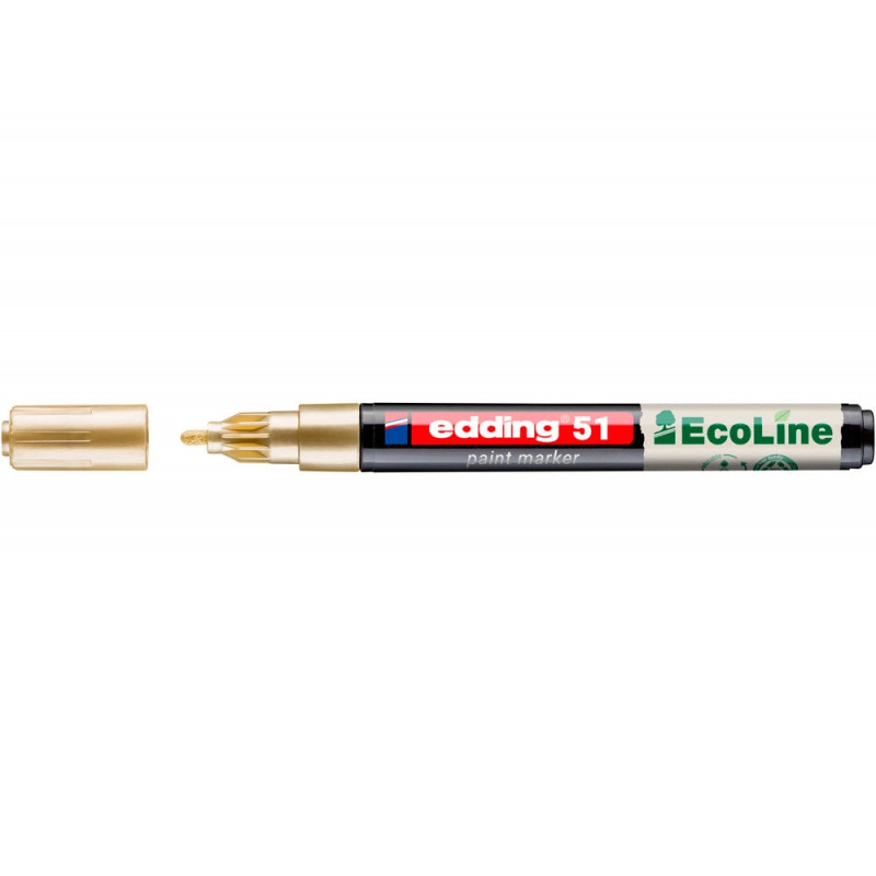 Marqueur edding 51 ecoline peinture base eau pointe ogive 1/2mm coloris or