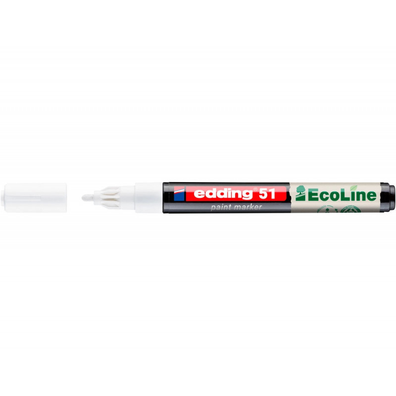 Marqueur edding 51 ecoline peinture base eau pointe ogive 1/2mm coloris blanc