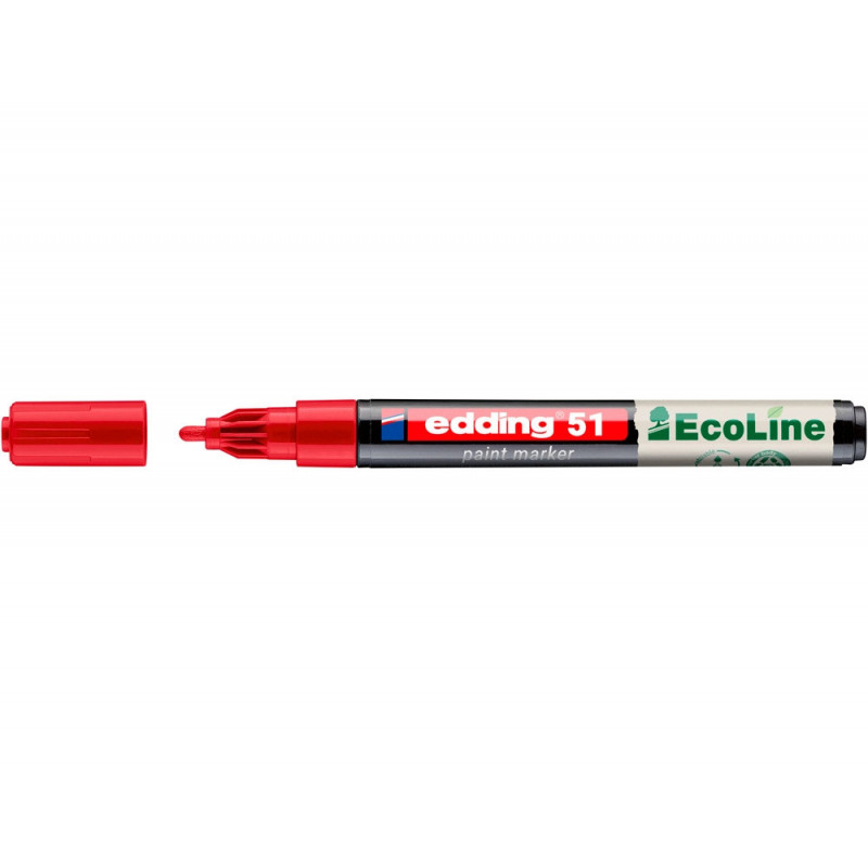Marqueur edding 51 ecoline peinture base eau pointe ogive 1/2mm coloris rouge