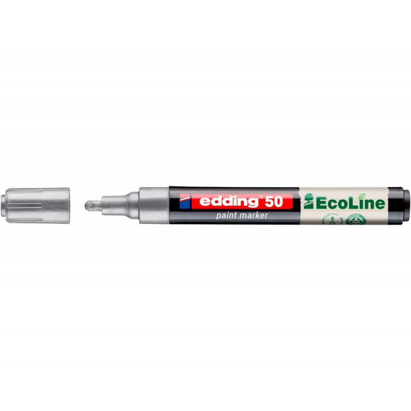 Marqueur edding 50 ecoline peinture base eau pointe ogive 2/3mm coloris argent