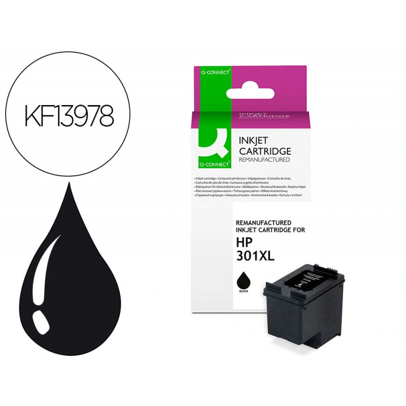 Cartouche q-connect jet d'encre compatible hp 301xl 550p couleur noir