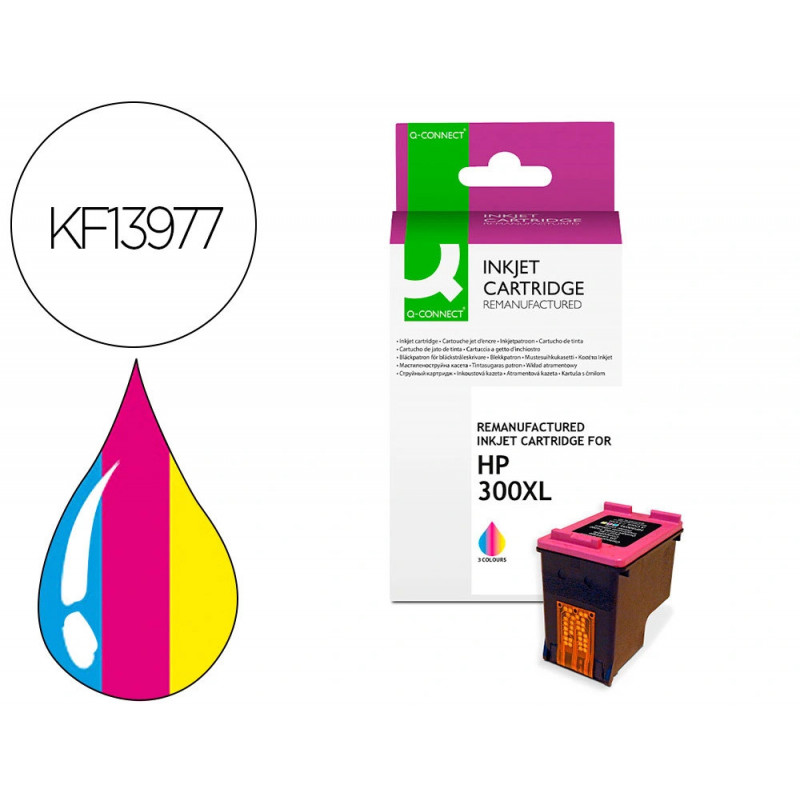 Cartouche q-connect jet d'encre compatible hp 300xl 440p couleur cyan/magenta/jaune