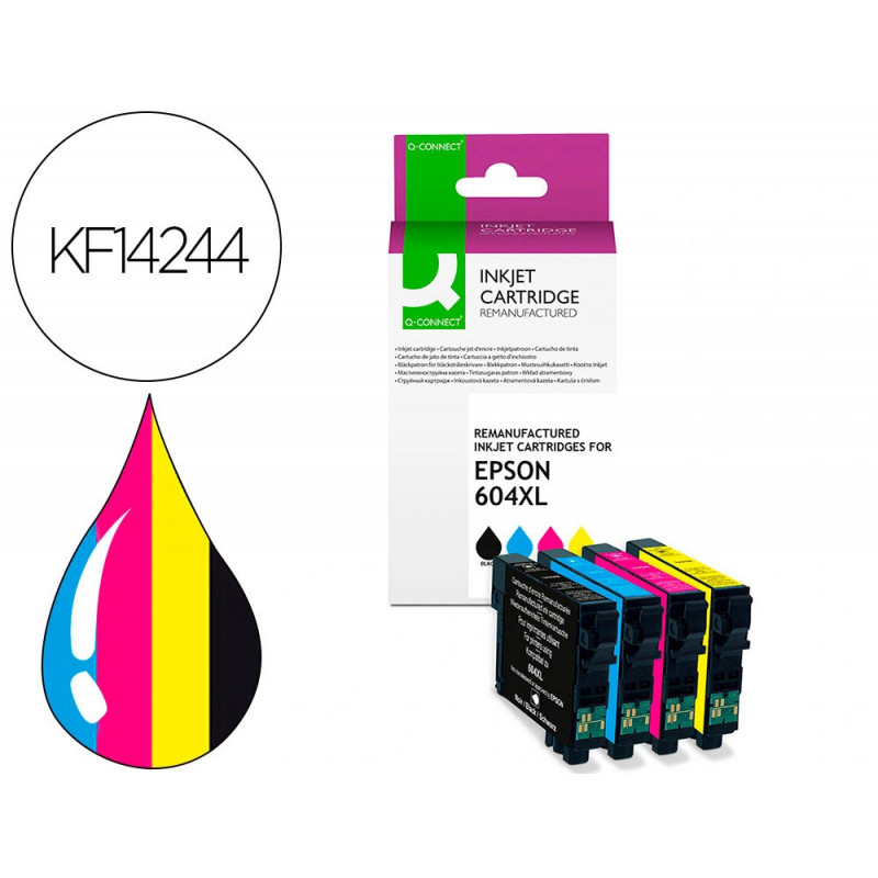 Cartouche q-connect jet d'encre compatible epson 604xl couleur noir/cyan/magenta/jaune pack