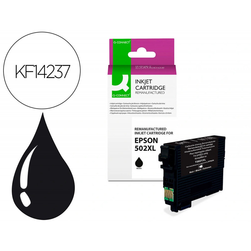 Cartouche q-connect jet d'encre compatible epson 502xl 800p couleur noir