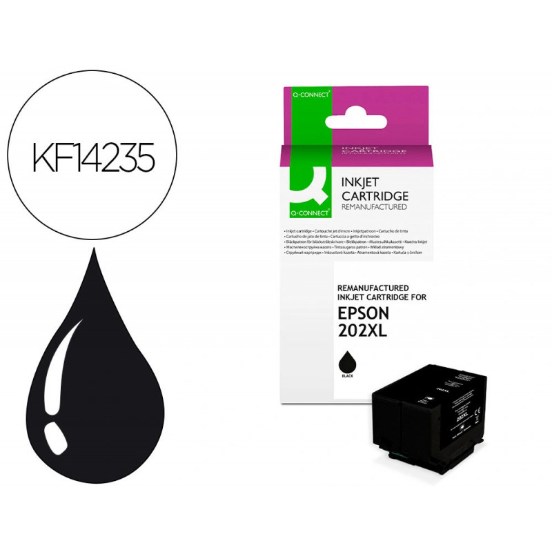 Cartouche q-connect jet d'encre compatible epson 202xl 550p couleur noir