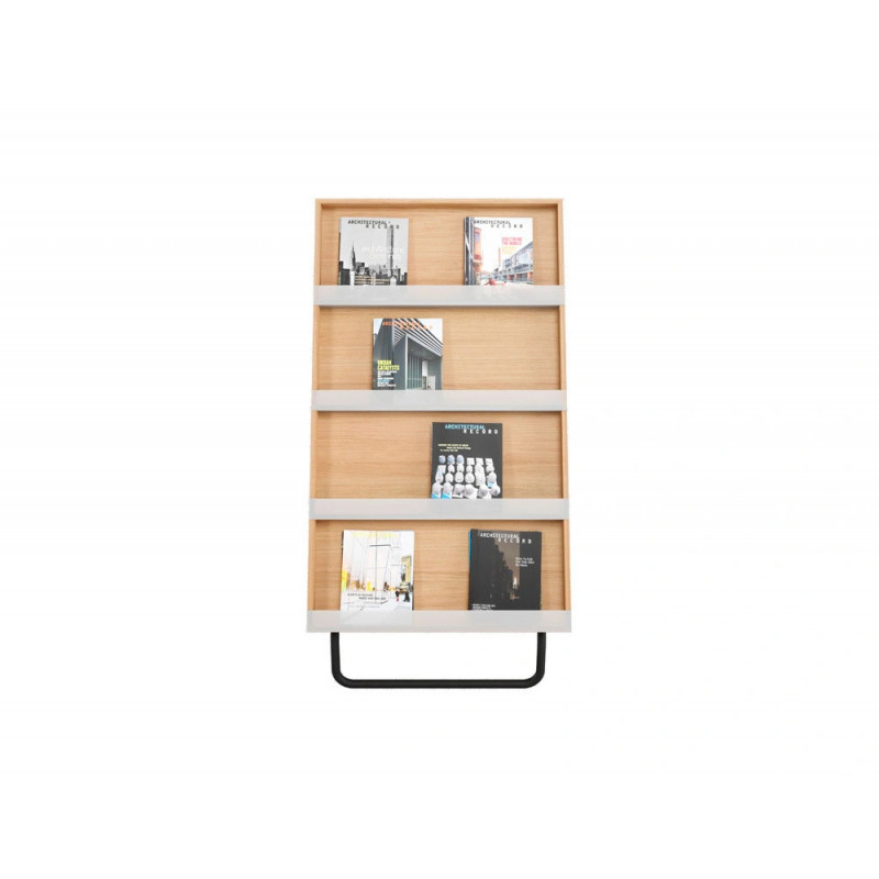 Presentoir sol paperflow modele b gamme bois structure bois 3 tablettes finition coloris noir