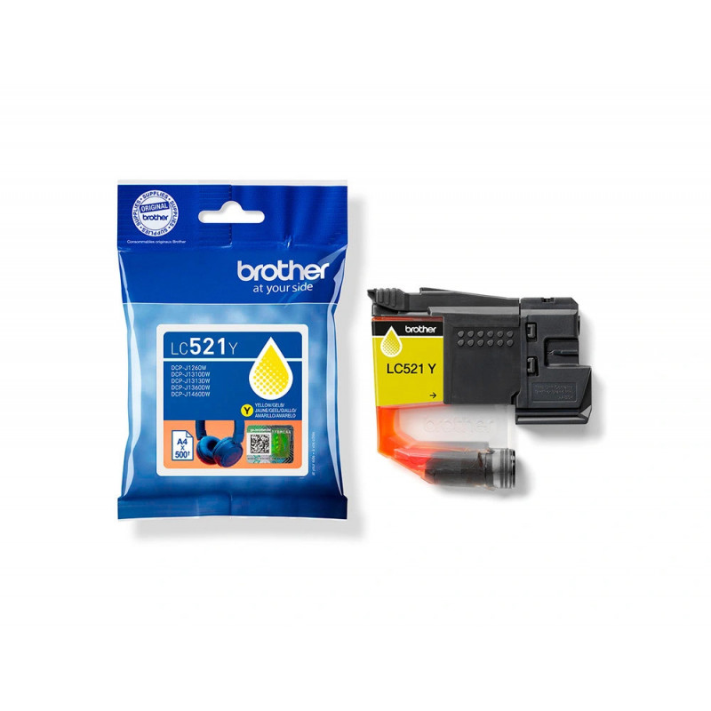 Cartouche brother jet d'encre lc521y couleur jaune 500p