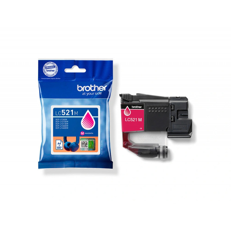Cartouche brother jet d'encre lc521m couleur magenta 500p