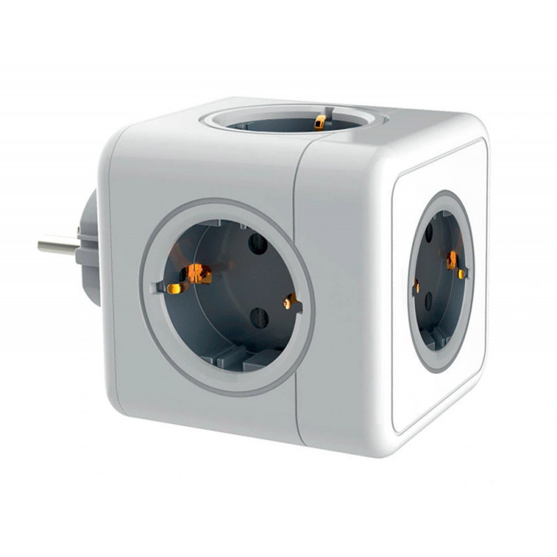 Multiprise q-connect power cube 5 en 1 connexion directe prise murale 5 prises courant 75x75x112 mm