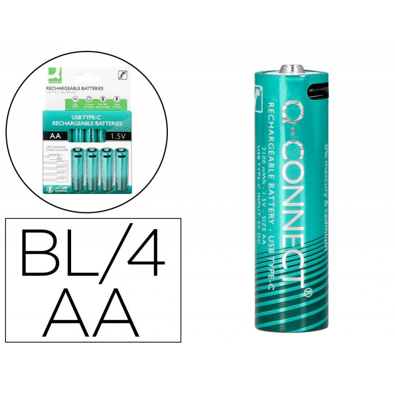 Pile q-connect aa rechargeable usb-c blister 4 unites