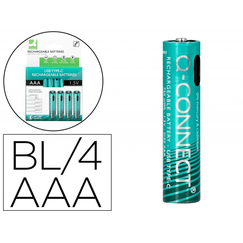 Pile q-connect aaa rechargeable usb-c blister 4 unites