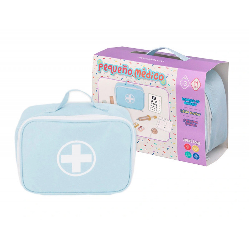 Jeu enfant imaginovo malette de medecin bois +3 ans 11 pieces 24,5x18x10 cm