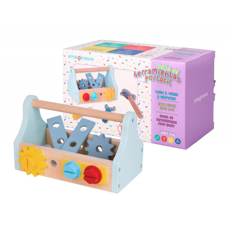 Jeu enfant imaginovo boite a outil bois +3 ans 18 pieces