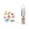 Jeu enfant imaginovo perles d'animaux a enfiler bois +24 mois 13 pieces 27x6,5x6,5 cm