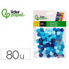 Pompons de couleur liderpapel diametre 1,5cm coloris nuances bleu assortis sachet 80 unites