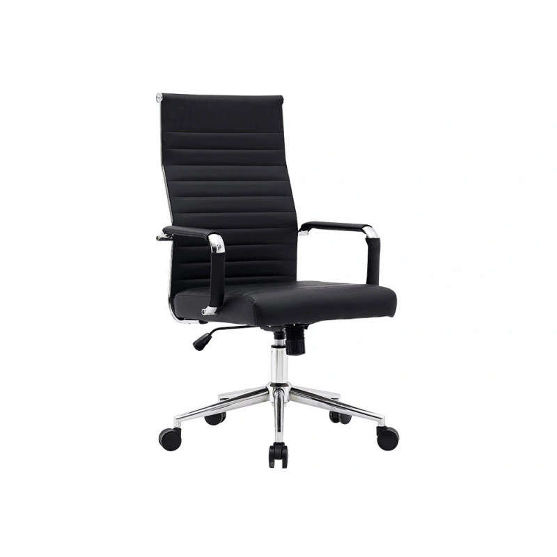 Chaise bureau q-connect bosa simil cuir base metallique haut max 1130 larg 550 prof 630mm roues premium coloris noir