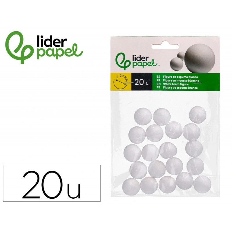 Forme liderpapel mousse polystyrene petites boules diametre 2cm coloris blanc sachet 20 unites