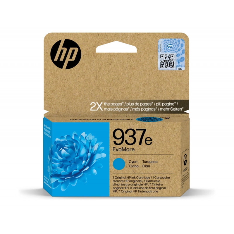 Cartouche hp jet d'encre 937e evomore 4s6w6ne coloris cyan 1650p
