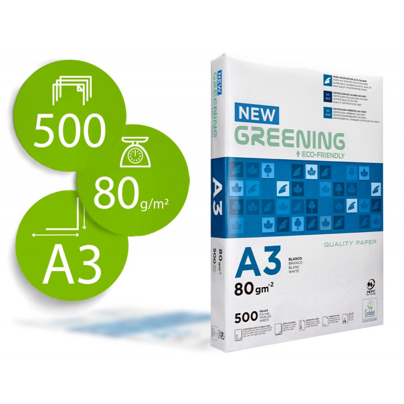 Papier greening a3 80g blanc ramette 500 feuilles