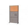Cloison maul connecto 180x100cm mobile 2 modules acoustiques gris fonce + 1 module tableau en liege