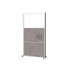 Cloison maul connecto 180x100cm mobile 2 modules acoustiques gris fonce + 1 module tableau blanc cadre
