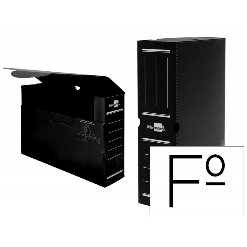 Boite a archives liderpapel polypropylene ondule dos 100mm 360x100x260mm coloris noir