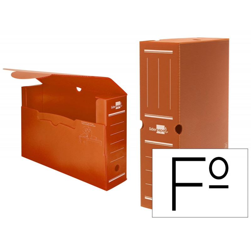 Boite a archives liderpapel polypropylene ondule dos 100mm 360x100x260mm coloris marron