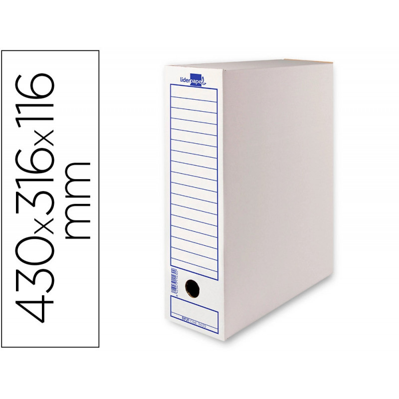 Boite a archives liderpapel carton recycle 325g/m2 dos 106mm 430x116x316mm coloris blanc