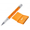 Stylo-bille belius cocktails mimosa aluminium encre bleue relief orange argente boite design