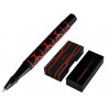 Stylo-bille belius legacy aluminium encre bleue design triangle rouge corps noir boite design