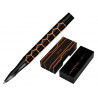 Stylo-bille belius legacy aluminium encre bleue design hexagone orange corps noir boite design