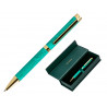 Stylo-bille belius wild west aluminium encre bleue coloris vert dore boite design