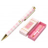 Stylo-bille belius picnic aluminium encre bleue coloris rose dore boite design
