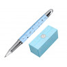 Roller belius collection1 aluminium encre noire coloris bleu ciel design relief argente boite design