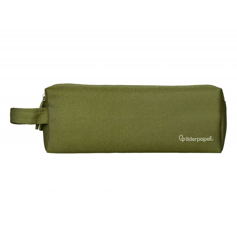 Fourre-tout liderpapel rectangulaire 2 compartiments anse de prehension 21x8cm coloris vert militaire