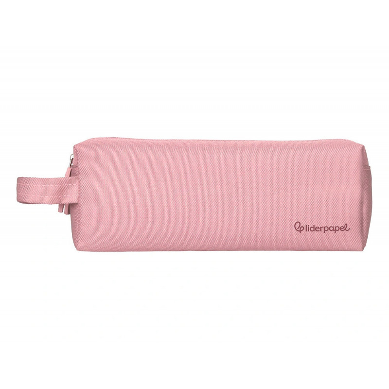 Fourre-tout liderpapel rectangulaire 2 compartiments anse de prehension 21x8cm coloris rose