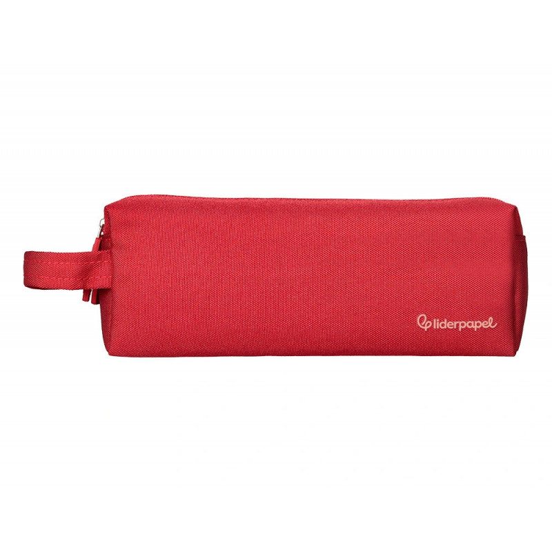 Fourre-tout liderpapel rectangulaire 2 compartiments anse de prehension 21x8cm coloris rouge