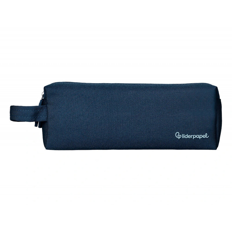 Fourre-tout liderpapel rectangulaire 2 compartiments anse de prehension 21x8cm coloris bleu marine