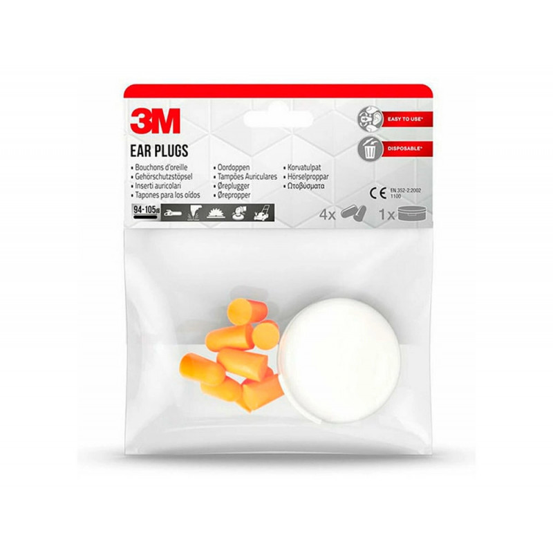 Bouchons d'oreille 3m anti-bruit 37 db kit 4 paires coloris orange