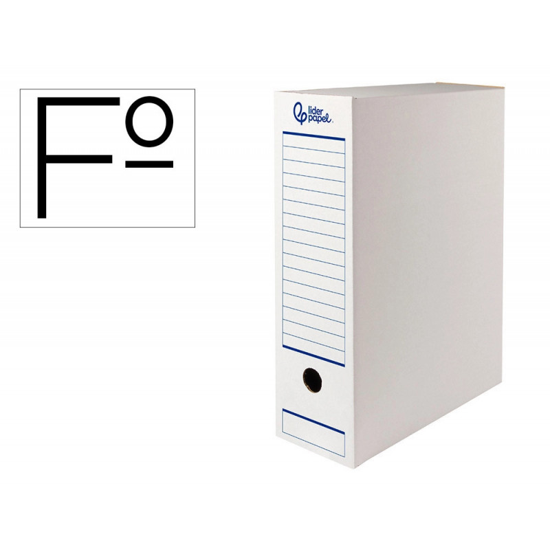Boite a archives liderpapel carton recycle din a4 325g/m2 dos 100mm 360x100x255mm coloris blanc