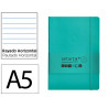 Carnet fermeture elastique antartik notes couverture souple a5 ligne 100 feuilles 80gr fsc coloris turquoise
