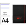 Carnet fermeture elastique rouge antartik notes couverture rigide a4 ligne 100feuilles 80gr fsc coloris noir