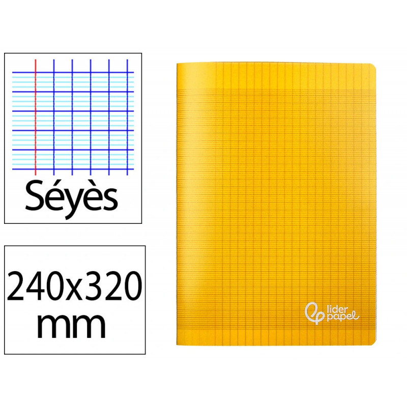 Cahier piqure liderpapel couverture pp 240x320mm 96p seyes coloris jaune