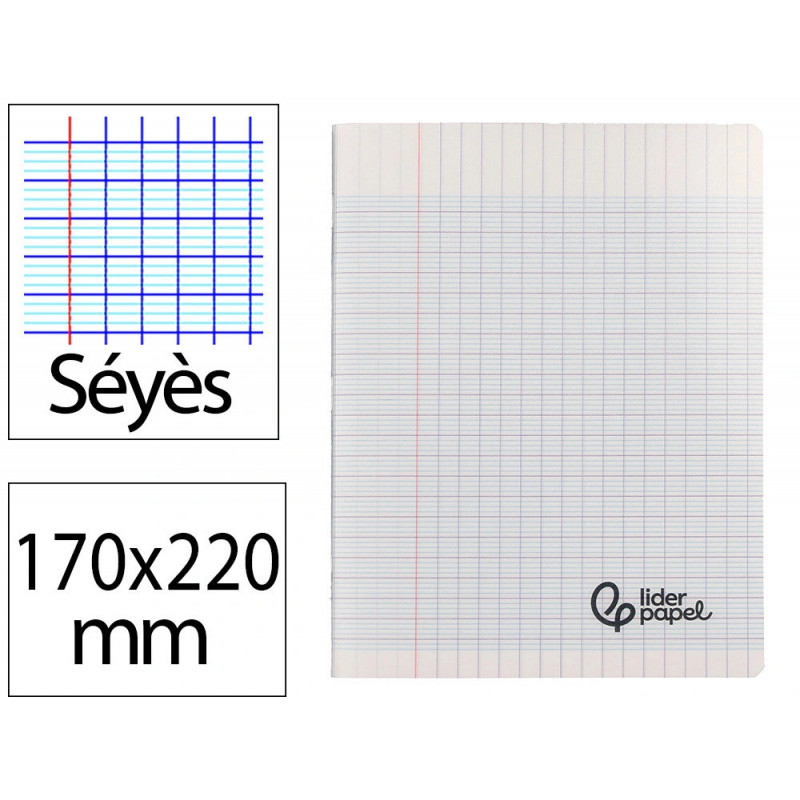 Cahier piqure liderpapel couverture pp 170x220mm 96p seyes incolore